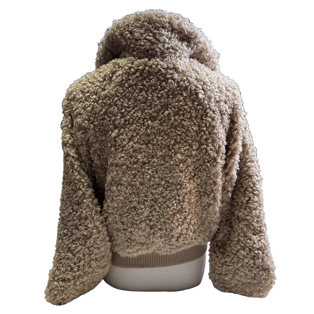 Fashion Nova Sherpa Teddy Jacket Coat Outerwear Size XS Beige Ribbed Cuffs Hem - Picture 12 of 16